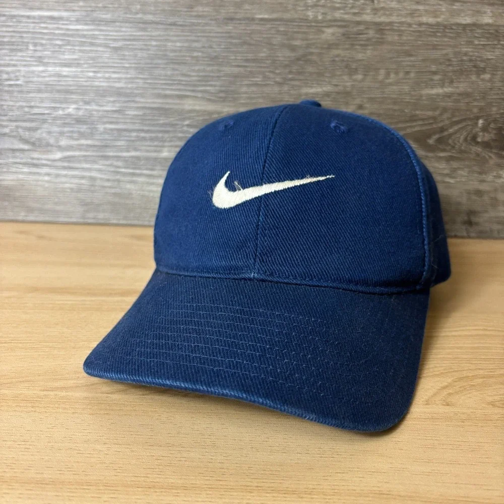 Vintage Nike Hat Cap Snap Back Blue Swoosh Logo Adjustable